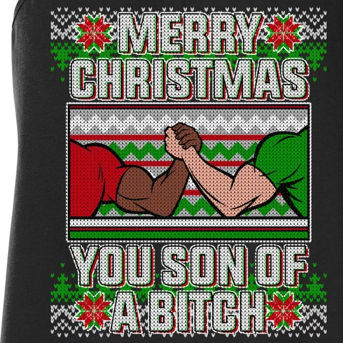 Merry Christmas You Son Of A Btch Ugly Sweater Women's Racerback Tank