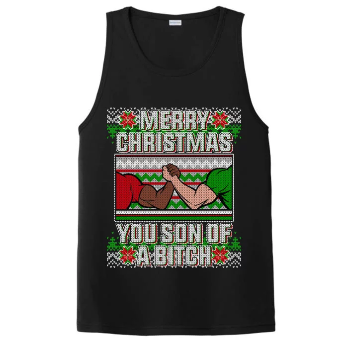 Merry Christmas You Son Of A Btch Ugly Sweater Performance Tank