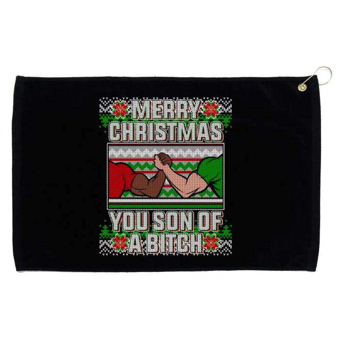 Merry Christmas You Son Of A Btch Ugly Sweater Grommeted Golf Towel