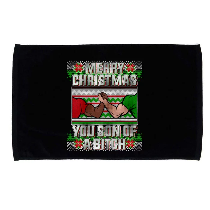 Merry Christmas You Son Of A Btch Ugly Sweater Microfiber Hand Towel