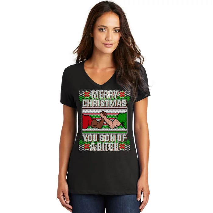 Merry Christmas You Son Of A Btch Ugly Sweater Women's V-Neck T-Shirt