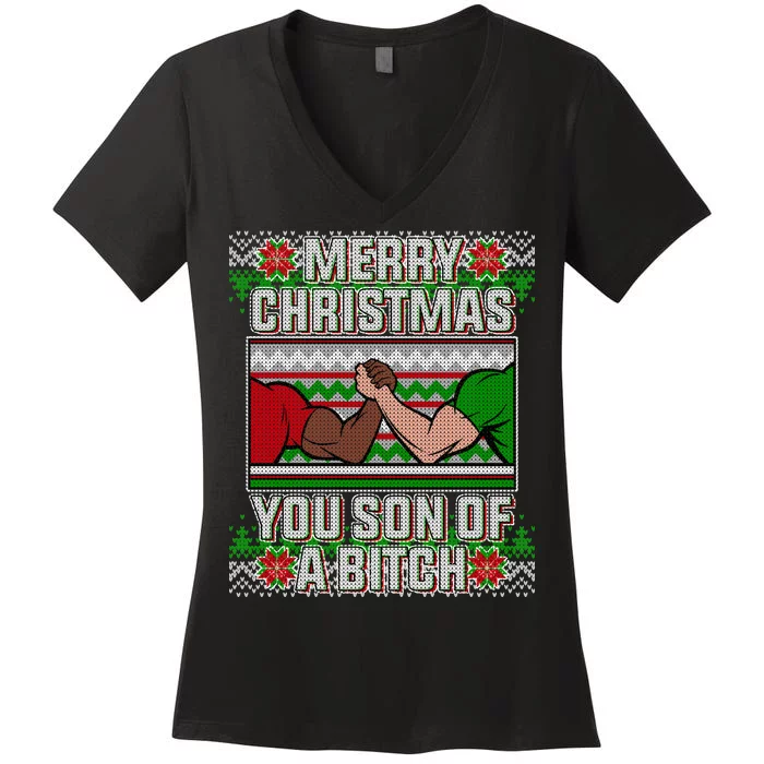 Merry Christmas You Son Of A Btch Ugly Sweater Women's V-Neck T-Shirt