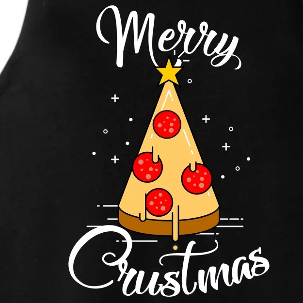 Merry Chrustmas Funny Christmas Pizza Ladies Tri-Blend Wicking Tank