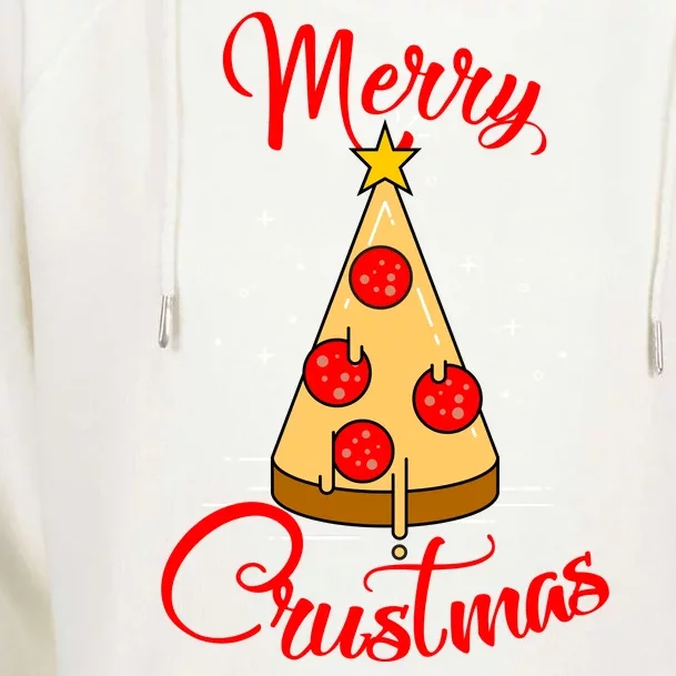 Merry Chrustmas Funny Christmas Pizza Womens Funnel Neck Pullover Hood