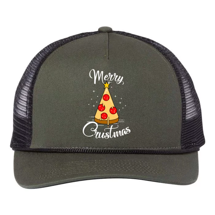 Merry Chrustmas Funny Christmas Pizza Retro Rope Trucker Hat Cap