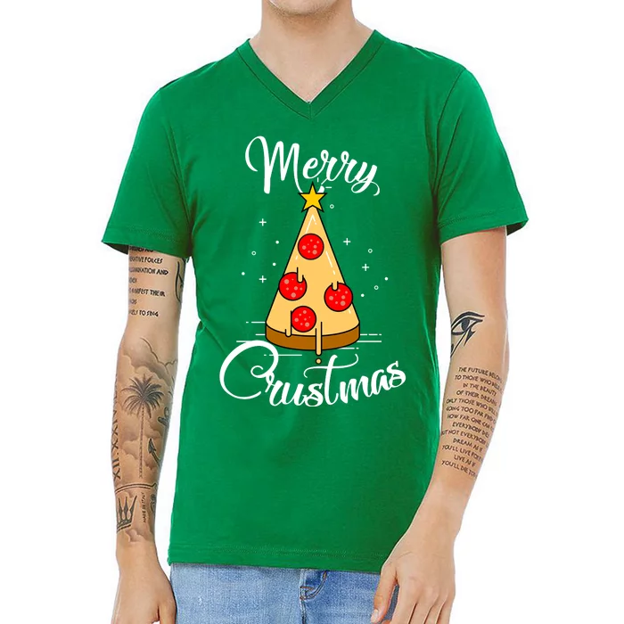 Merry Chrustmas Funny Christmas Pizza V-Neck T-Shirt