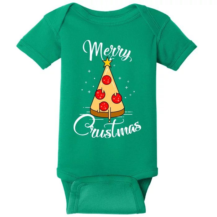 Merry Chrustmas Funny Christmas Pizza Baby Bodysuit