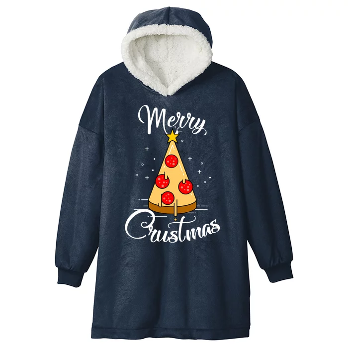 Merry Chrustmas Funny Christmas Pizza Hooded Wearable Blanket