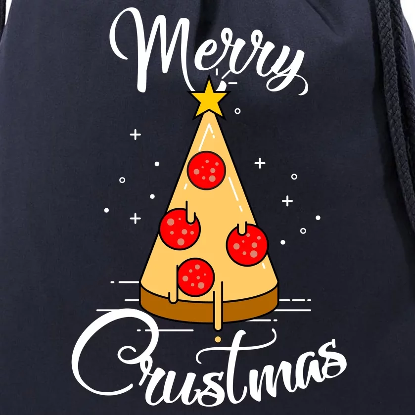 Merry Chrustmas Funny Christmas Pizza Drawstring Bag