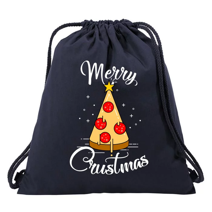 Merry Chrustmas Funny Christmas Pizza Drawstring Bag