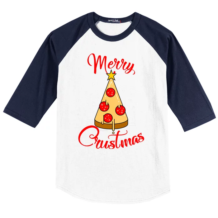 Merry Chrustmas Funny Christmas Pizza Baseball Sleeve Shirt