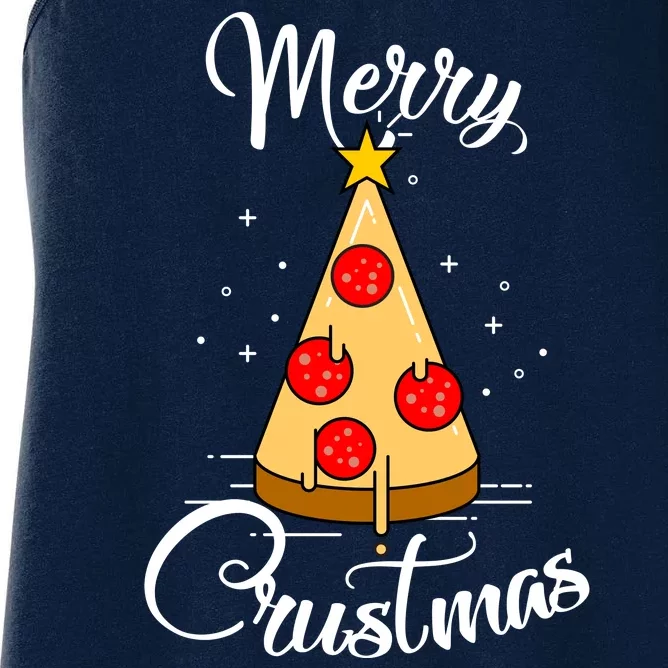 Merry Chrustmas Funny Christmas Pizza Women's Racerback Tank