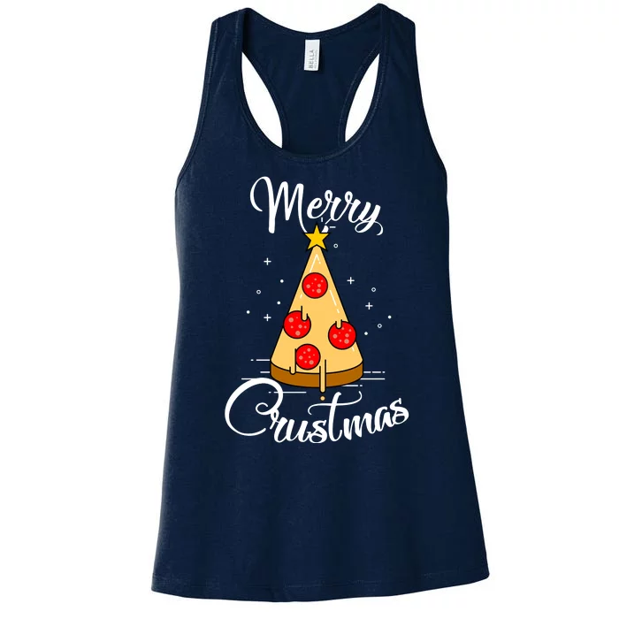 Merry Chrustmas Funny Christmas Pizza Women's Racerback Tank