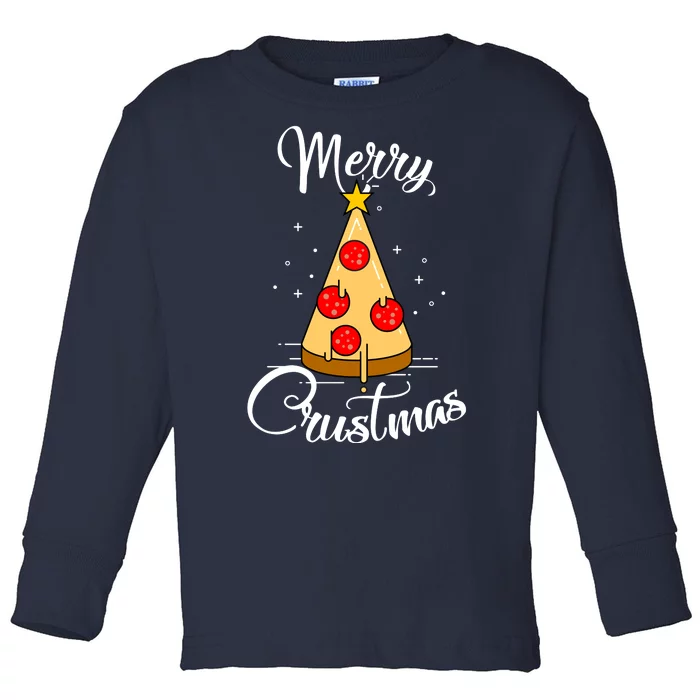 Merry Chrustmas Funny Christmas Pizza Toddler Long Sleeve Shirt