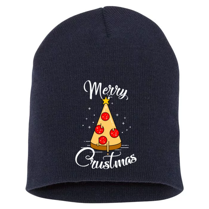 Merry Chrustmas Funny Christmas Pizza Short Acrylic Beanie