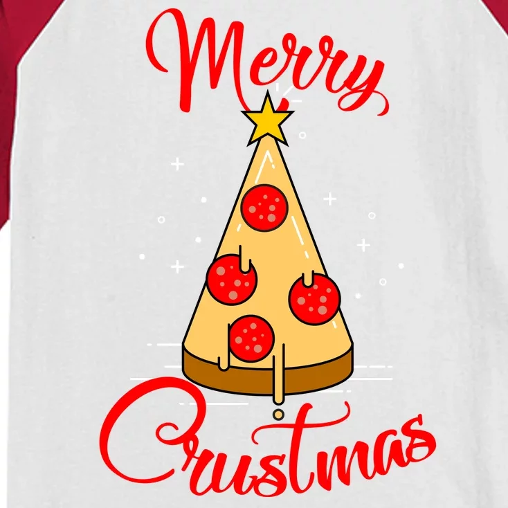 Merry Chrustmas Funny Christmas Pizza Kids Colorblock Raglan Jersey