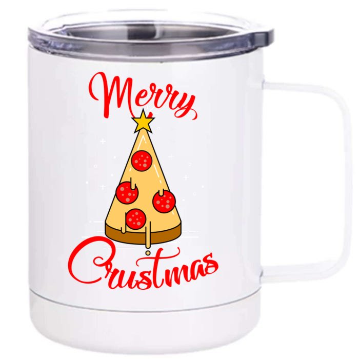 Merry Chrustmas Funny Christmas Pizza Front & Back 12oz Stainless Steel Tumbler Cup