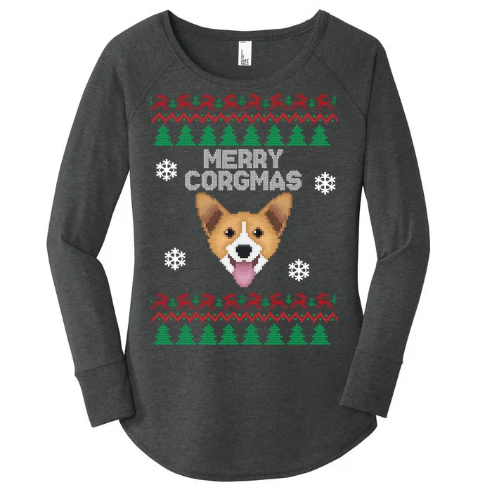 Merry Corgmas Ugly Christmas Women's Perfect Tri Tunic Long Sleeve Shirt