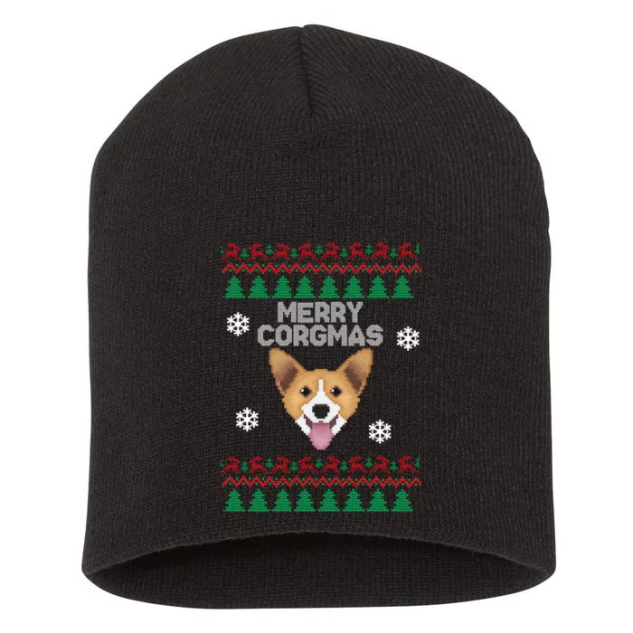 Merry Corgmas Ugly Christmas Short Acrylic Beanie