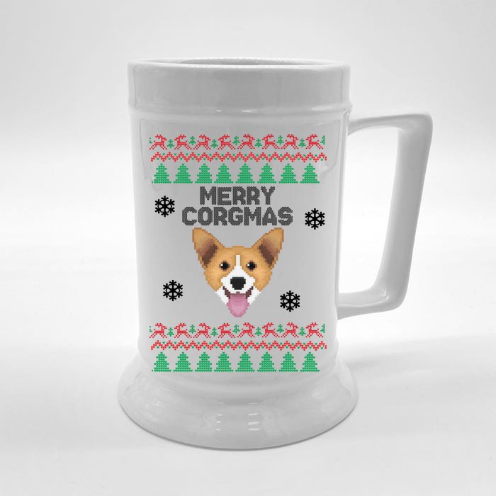 Merry Corgmas Ugly Christmas Front & Back Beer Stein