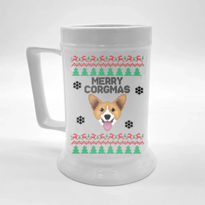 Merry Corgmas Ugly Christmas Front & Back Beer Stein