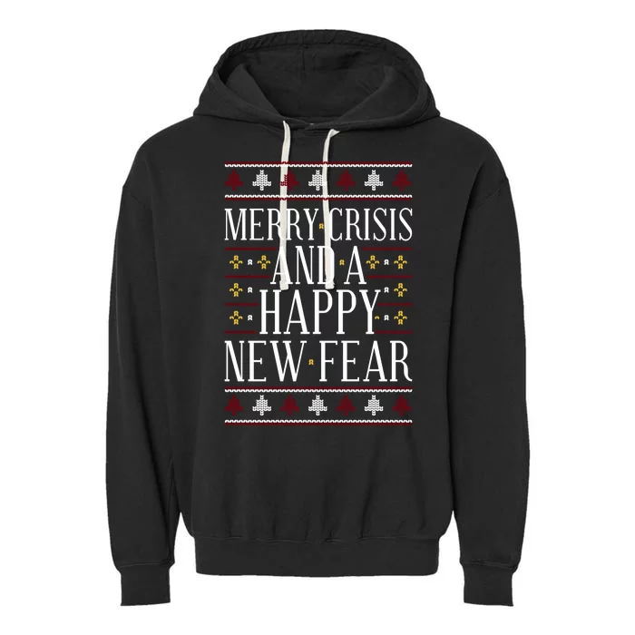 Merry Crisis Ugly Christmas Sweater Garment-Dyed Fleece Hoodie