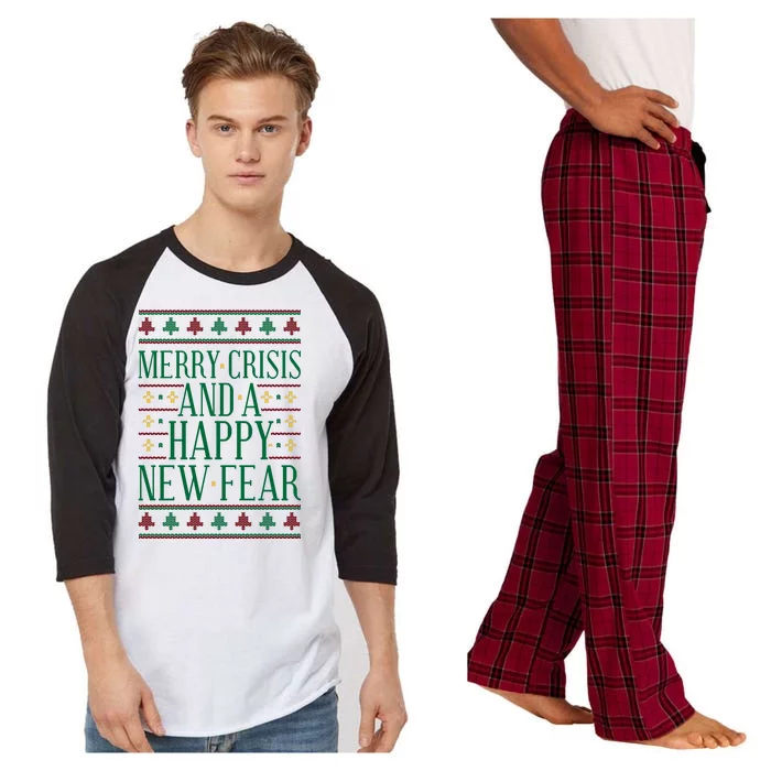 Merry Crisis Ugly Christmas Sweater Raglan Sleeve Pajama Set