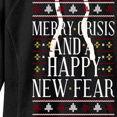 Merry Crisis Ugly Christmas Sweater Women's Fleece Hoodie