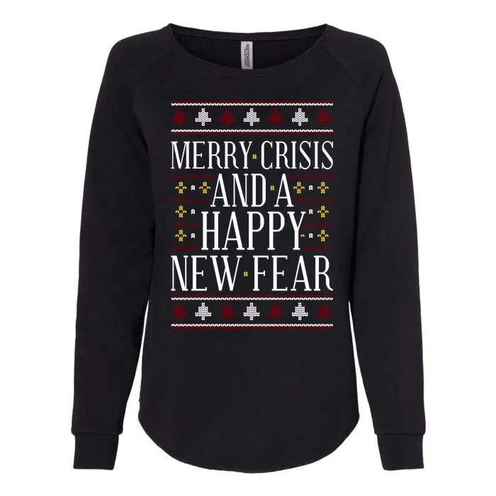 Merry Crisis Ugly Christmas Sweater Womens California Wash Sweatshirt