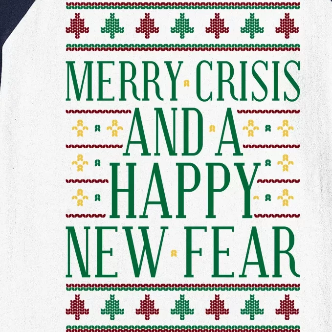 Merry Crisis Ugly Christmas Sweater Baseball Sleeve Shirt