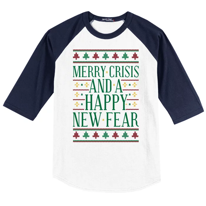 Merry Crisis Ugly Christmas Sweater Baseball Sleeve Shirt