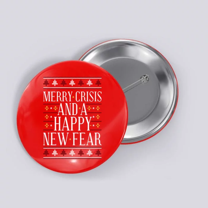 Merry Crisis Ugly Christmas Sweater Button