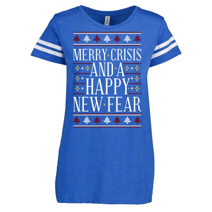 Merry Crisis Ugly Christmas Sweater Enza Ladies Jersey Football T-Shirt