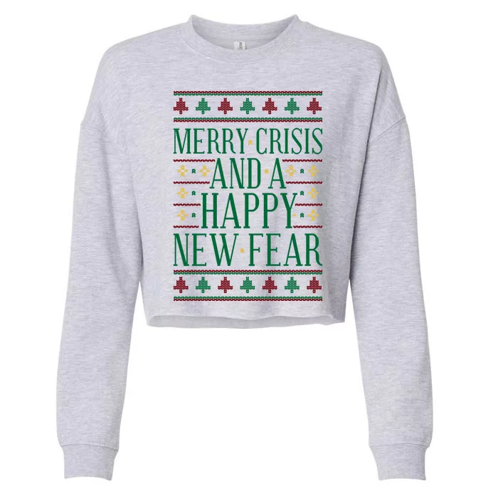 Merry Crisis Ugly Christmas Sweater Cropped Pullover Crew