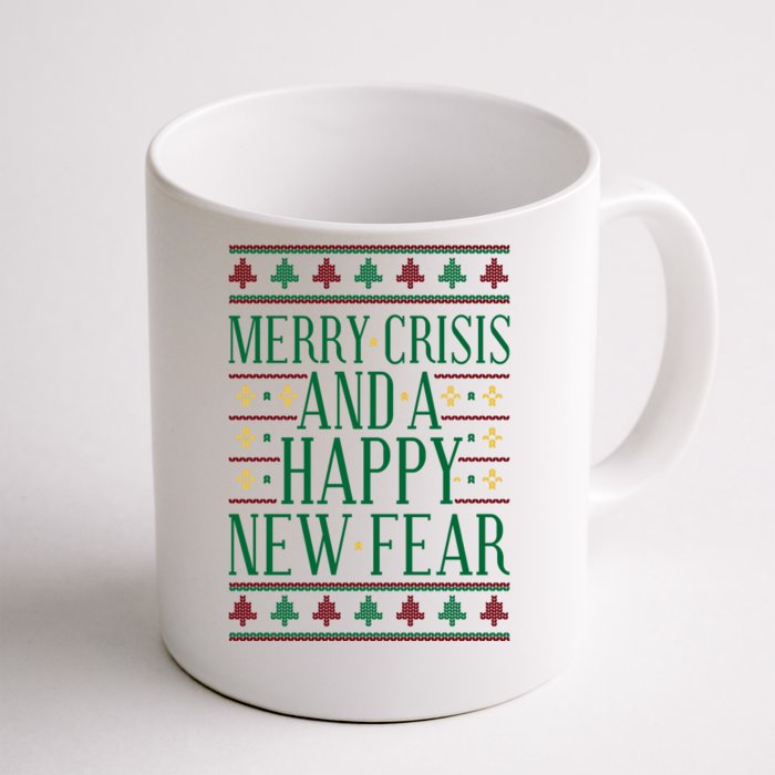 Merry Crisis Ugly Christmas Sweater Front & Back Coffee Mug