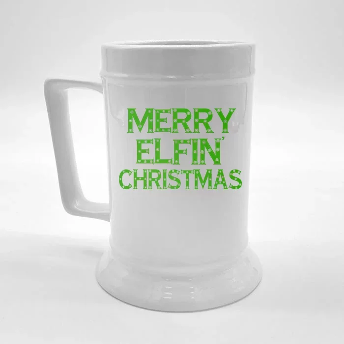 Merry Elfin' Christmas Front & Back Beer Stein