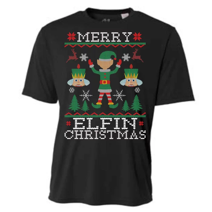 Merry Elfin Christmas Elf Ugly Cooling Performance Crew T-Shirt