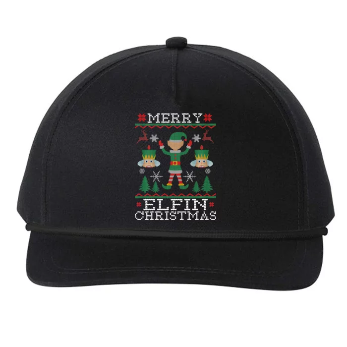 Merry Elfin Christmas Elf Ugly Snapback Five-Panel Rope Hat