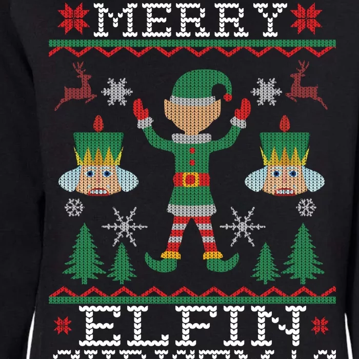 Merry Elfin Christmas Elf Ugly Womens California Wash Sweatshirt