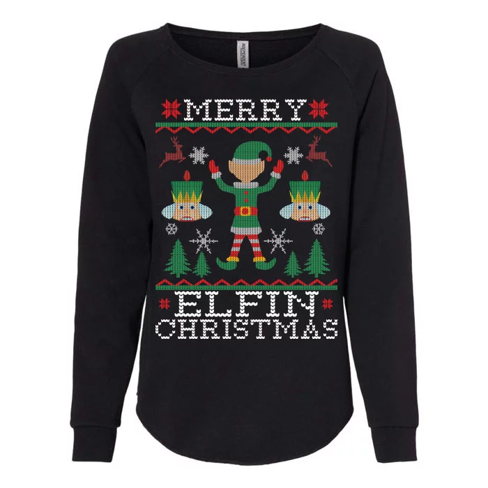 Merry Elfin Christmas Elf Ugly Womens California Wash Sweatshirt