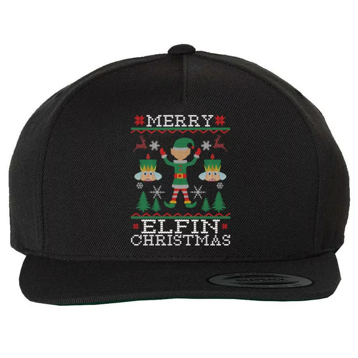 Merry Elfin Christmas Elf Ugly Wool Snapback Cap