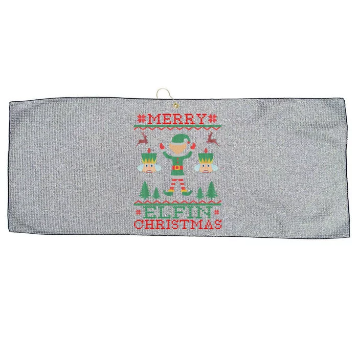 Merry Elfin Christmas Elf Ugly Large Microfiber Waffle Golf Towel