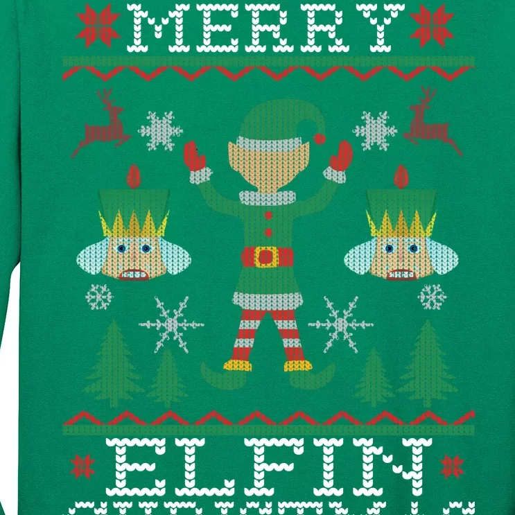 Merry Elfin Christmas Elf Ugly Long Sleeve Shirt