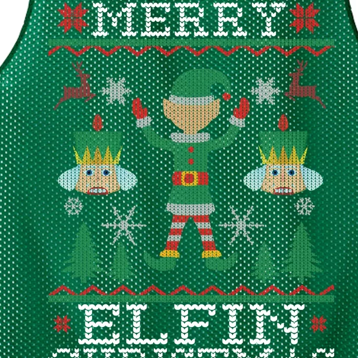 Merry Elfin Christmas Elf Ugly Mesh Reversible Basketball Jersey Tank