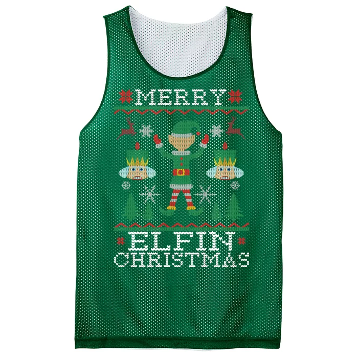 Merry Elfin Christmas Elf Ugly Mesh Reversible Basketball Jersey Tank