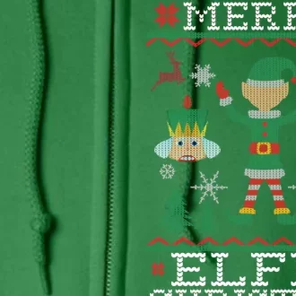 Merry Elfin Christmas Elf Ugly Full Zip Hoodie