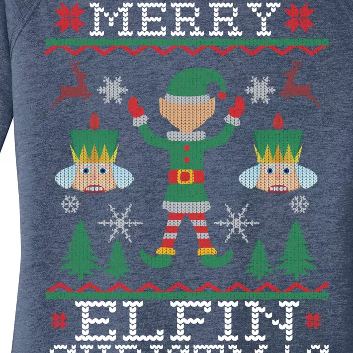 Merry Elfin Christmas Elf Ugly Women's Perfect Tri Tunic Long Sleeve Shirt