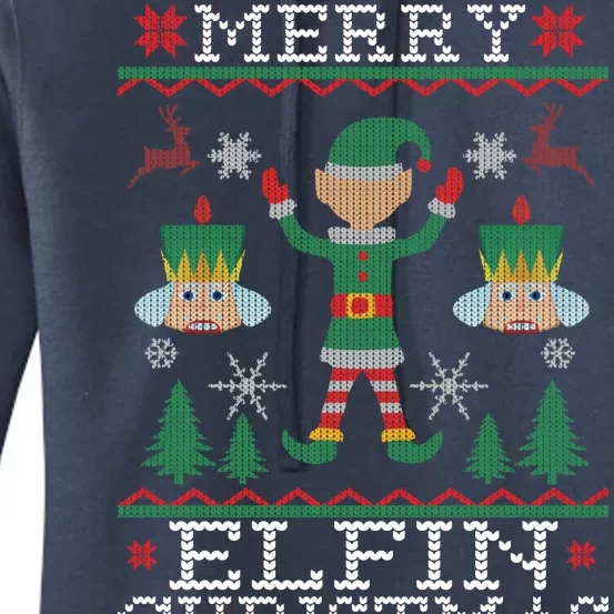 Merry Elfin Christmas Elf Ugly Women's Pullover Hoodie