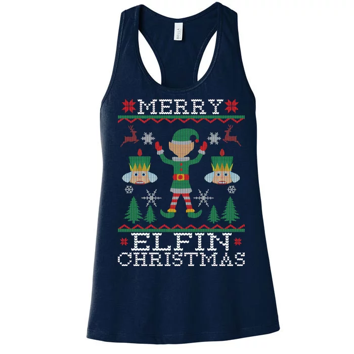 Merry Elfin Christmas Elf Ugly Women's Racerback Tank