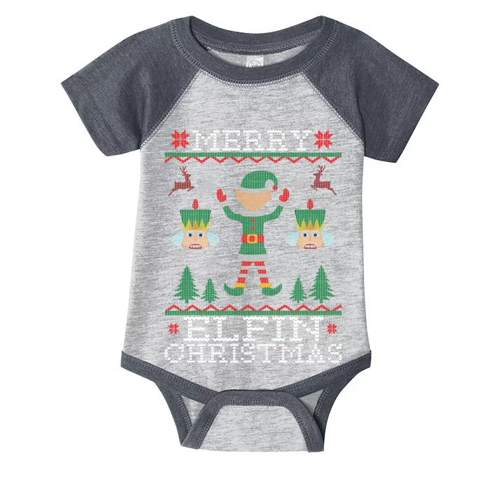 Merry Elfin Christmas Elf Ugly Infant Baby Jersey Bodysuit